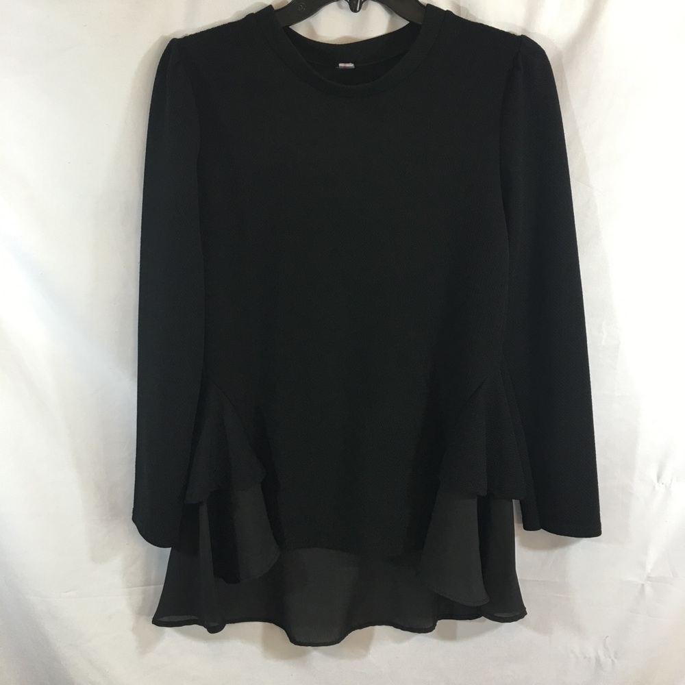 Women's Black Long Sleeve Tunic Top